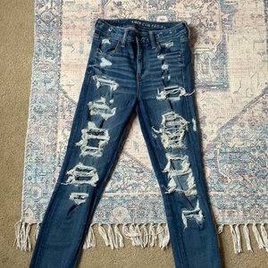 American Eagle Ripped Jeans, Size 4 Regular, Extremely Distressed, Good Quality